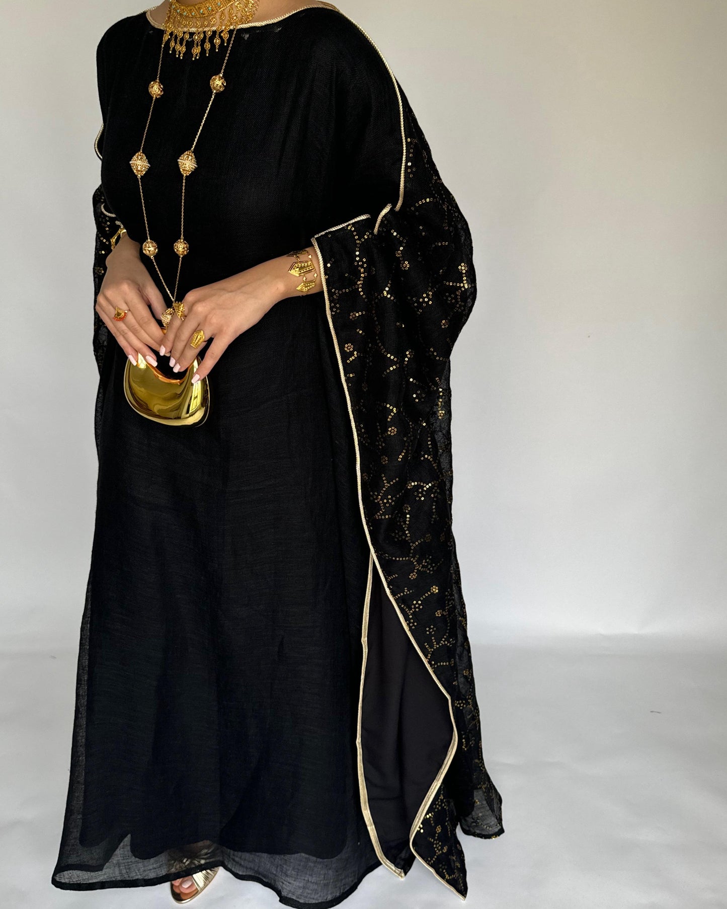 A379 - Black Embroidered Jalabiya (READY TO SHIP)