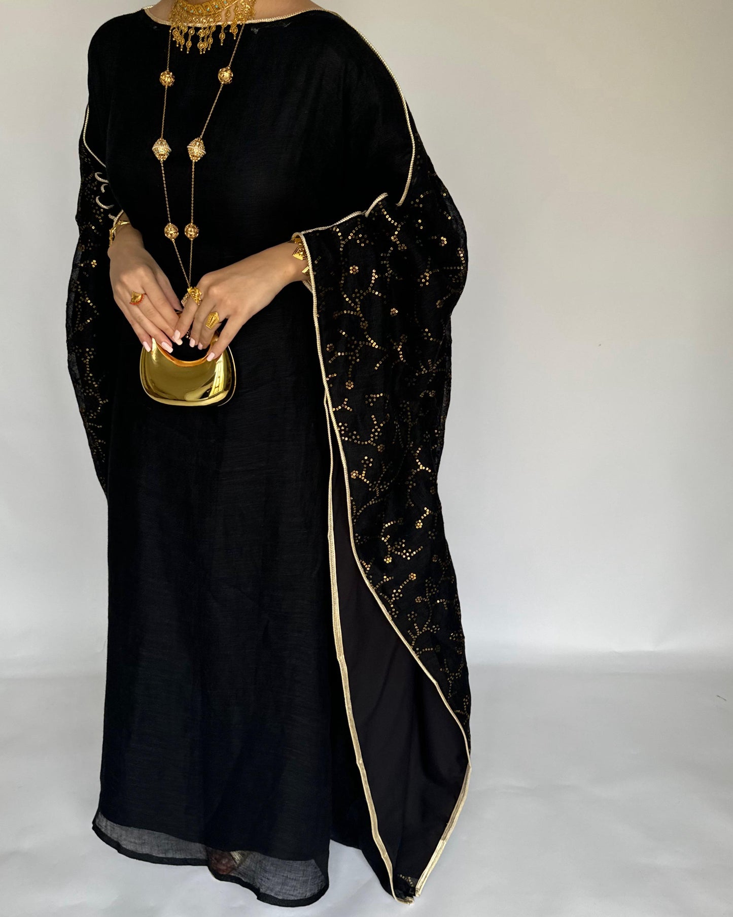 A379 - Black Embroidered Jalabiya (READY TO SHIP)