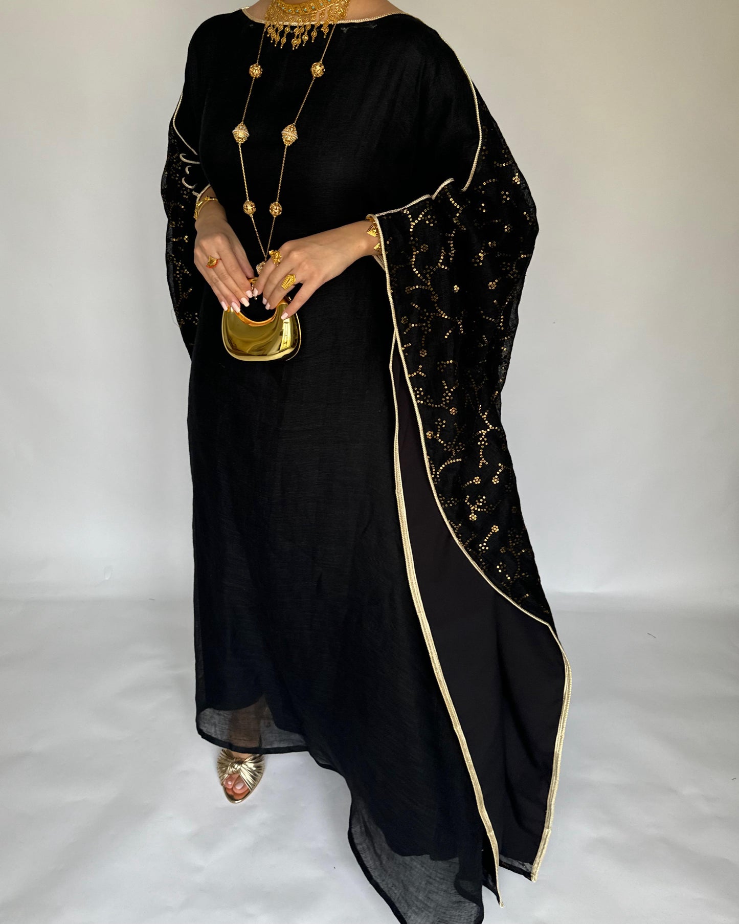 A379 - Black Embroidered Jalabiya (READY TO SHIP)