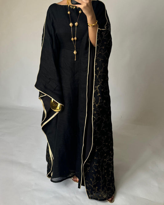 A379 - Black Embroidered Jalabiya (READY TO SHIP)