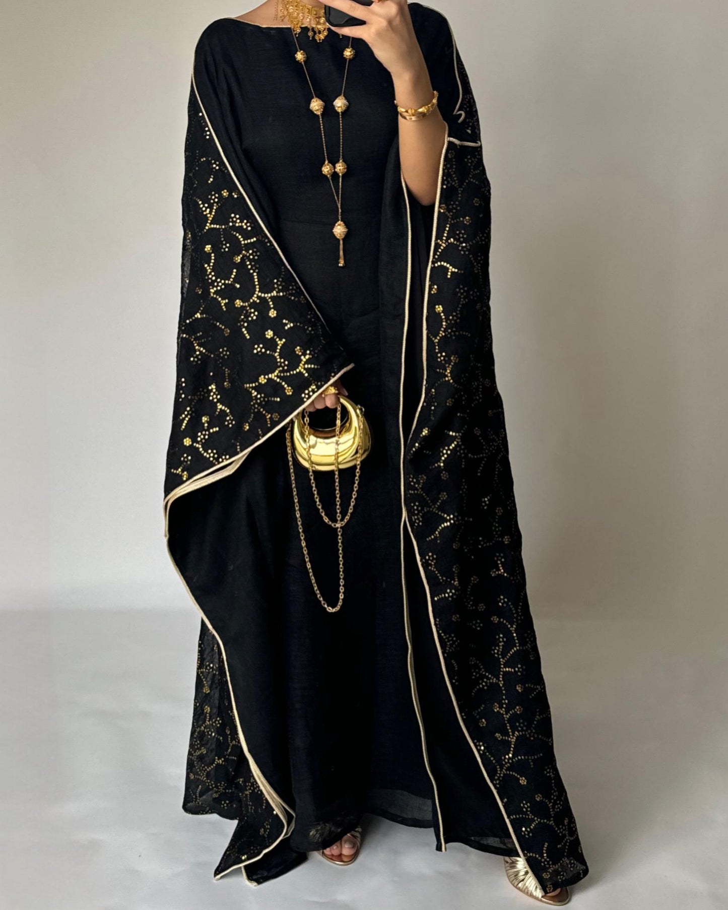 A379 - Black Embroidered Jalabiya (READY TO SHIP)
