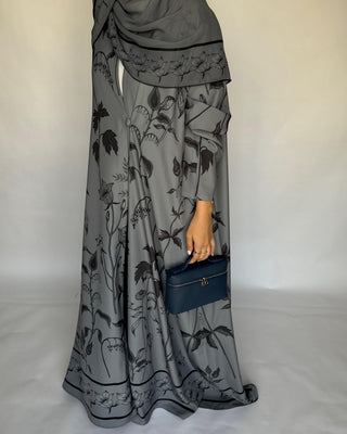 A382 - Gray Pattern A-Cut Summery Daily Abaya