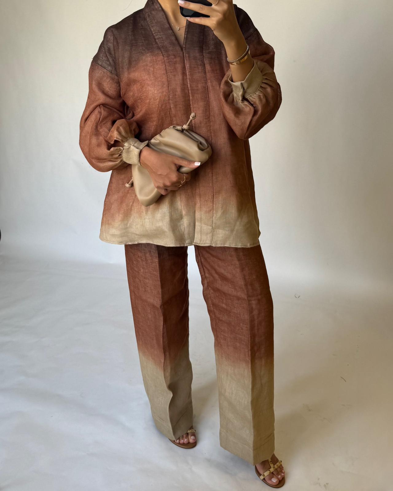 A399 - Shades of Brown Ombre Summer Linen Set