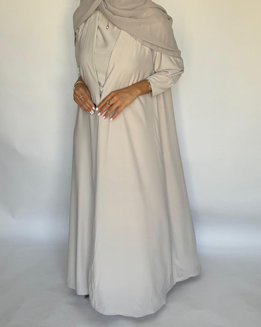 A418 - Dusty Cream Daily Summery Abaya, Dress & Shaila