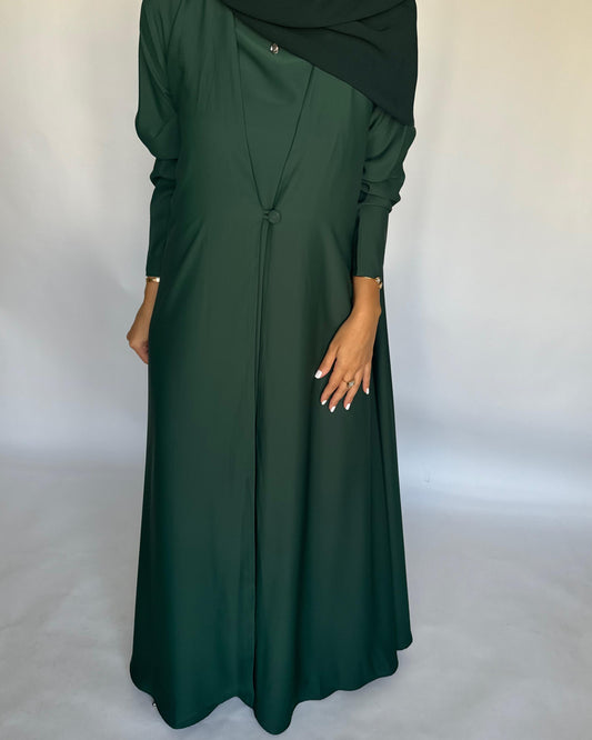 A416 - Forest Green Daily Summery Abaya, Dress & Shaila