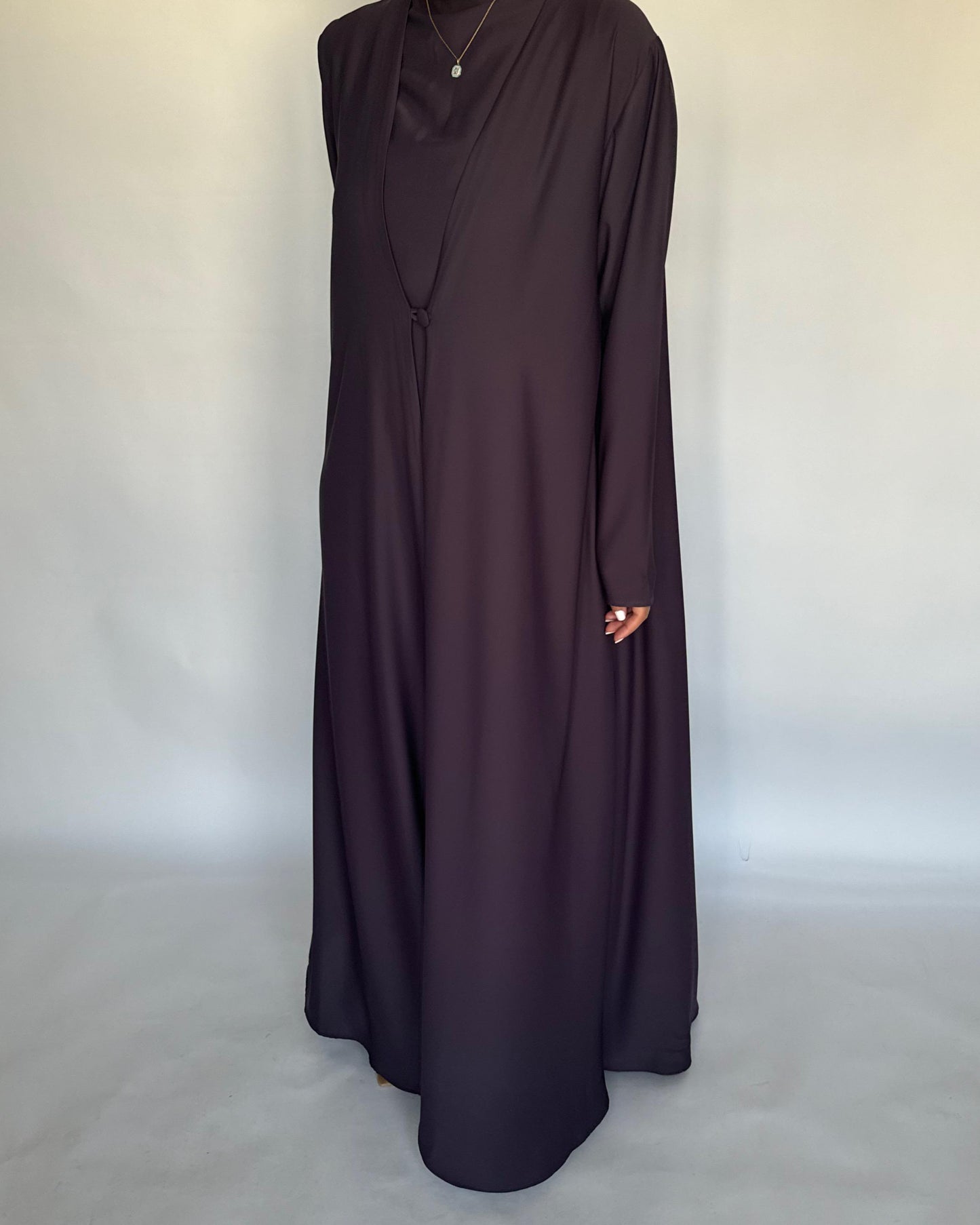 A415 - Dark Purple Daily Summery Abaya, Dress & Shaila