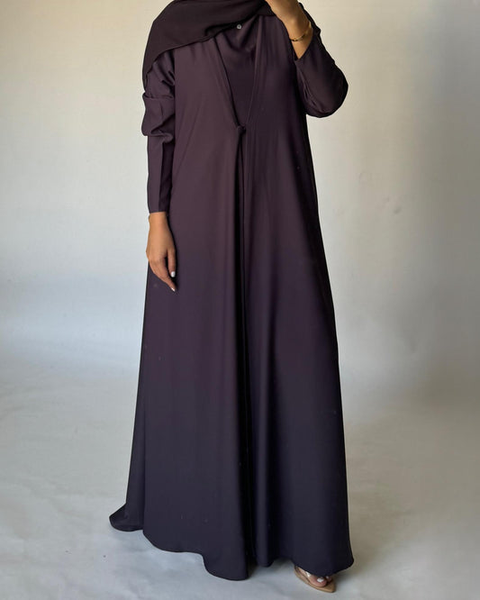 A415 - Dark Purple Daily Summery Abaya, Dress & Shaila