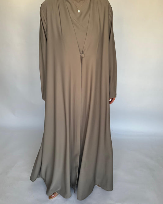A414 - Khaki Daily Summery Abaya, Dress & Shaila