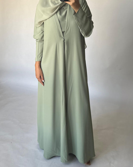 A417 - Mint Green Daily Summery Abaya, Dress & Shaila