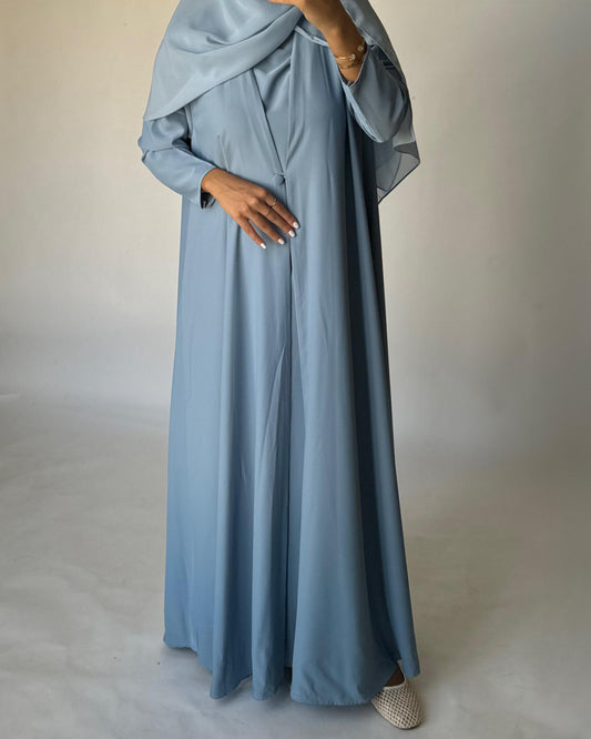 A411 - Baby Blue Daily Summery Abaya, Dress & Shaila