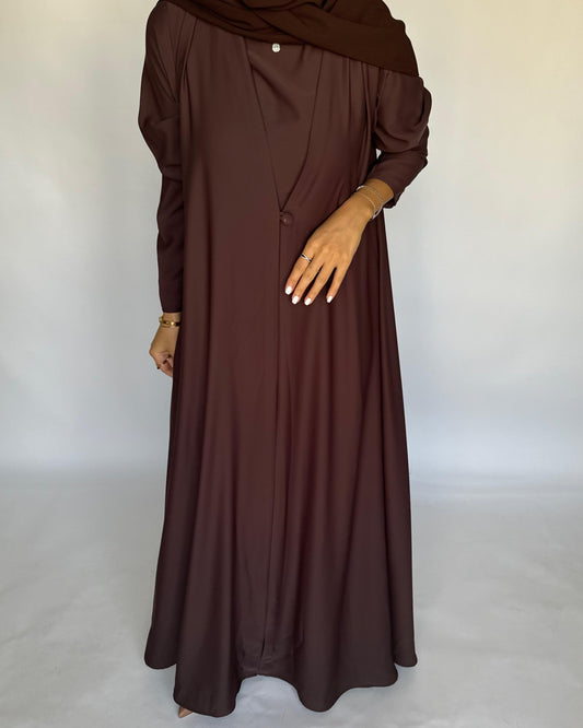 A407 - Chocolate Brown Daily Summery Abaya, Dress & Shaila