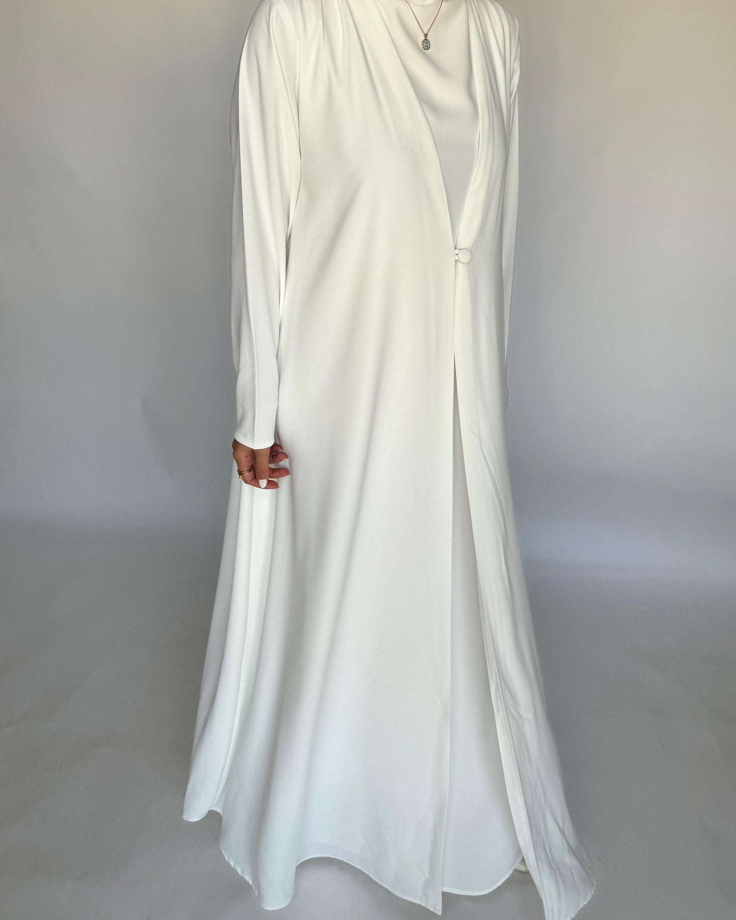 A409 - Off-White Daily Summery Abaya, Dress & Shaila