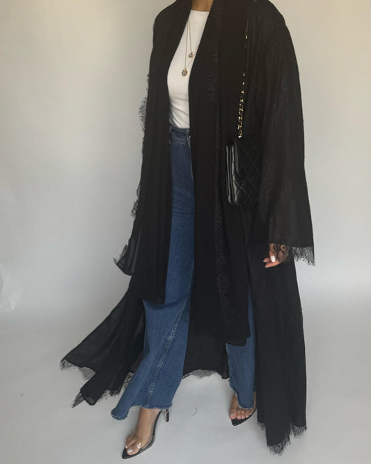 A433 - Black Lace Summery Abaya