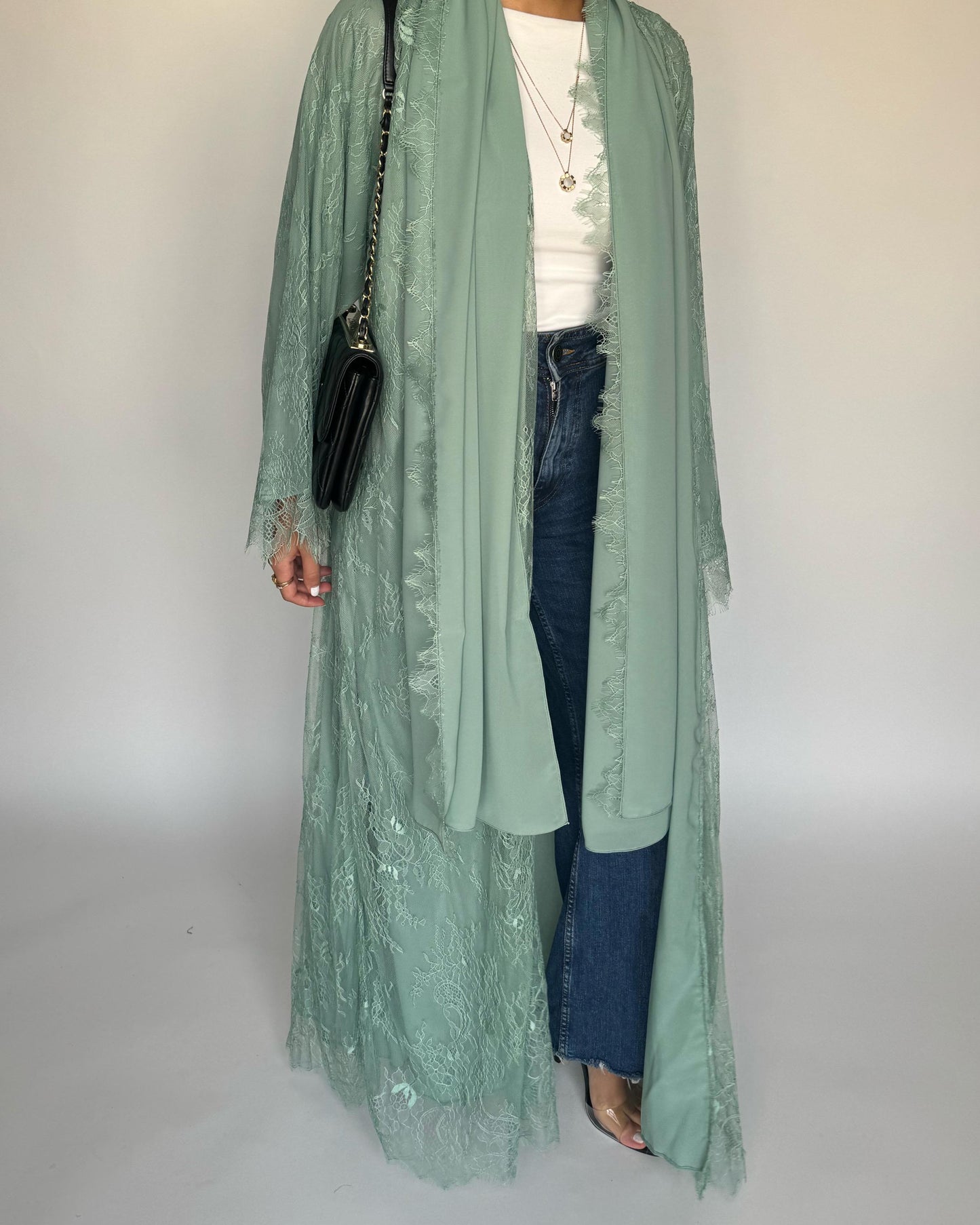 A435 - Green Lace Summery Abaya