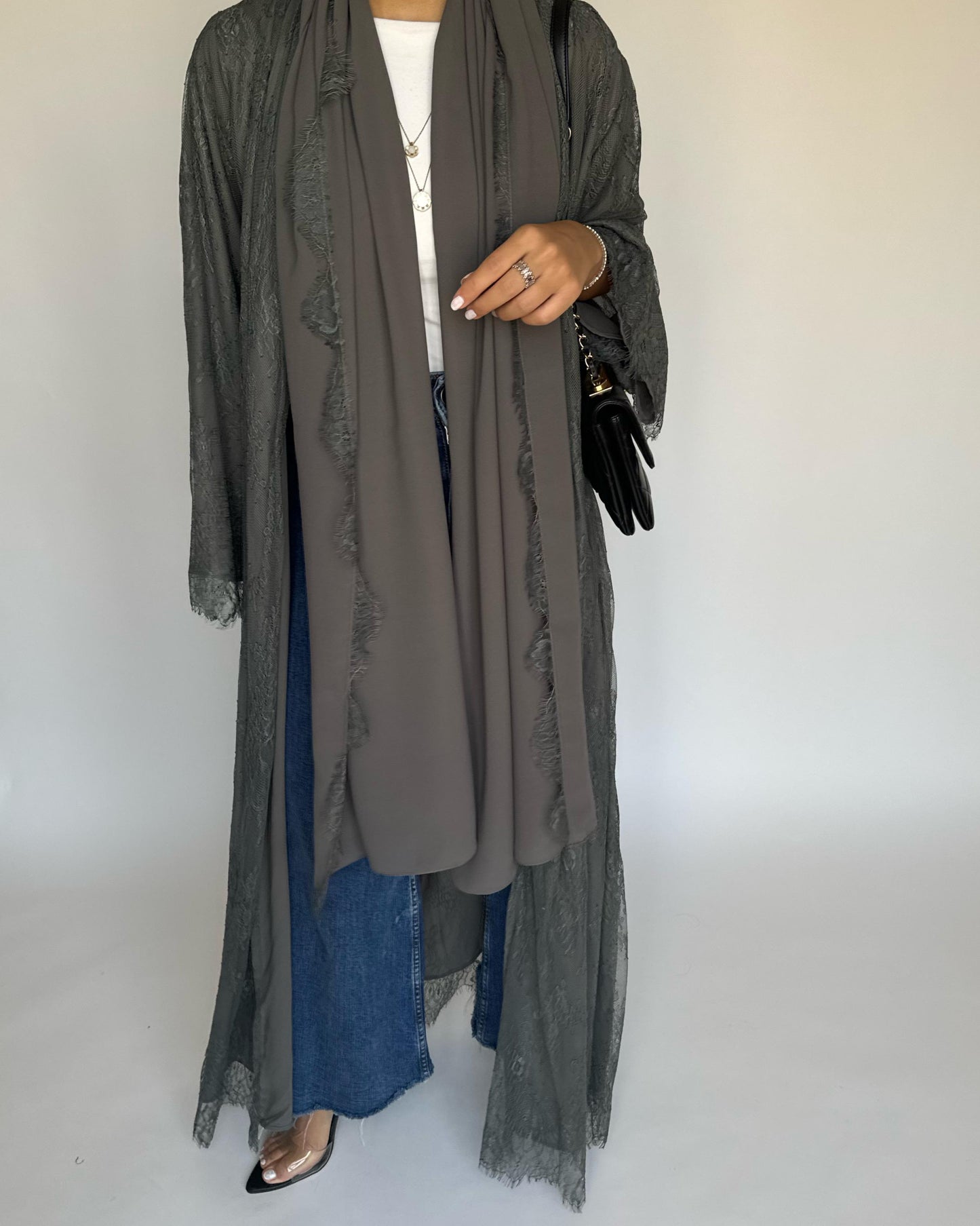 A431 - Gray Lace Summery Abaya