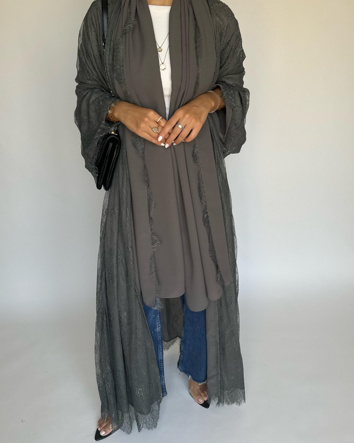 A431 - Gray Lace Summery Abaya