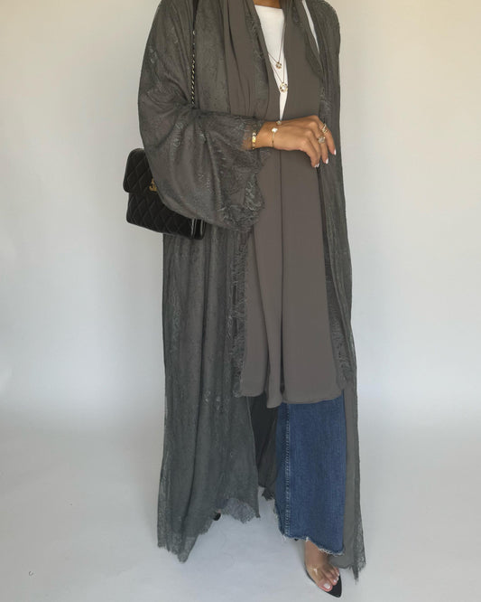 A431 - Gray Lace Summery Abaya