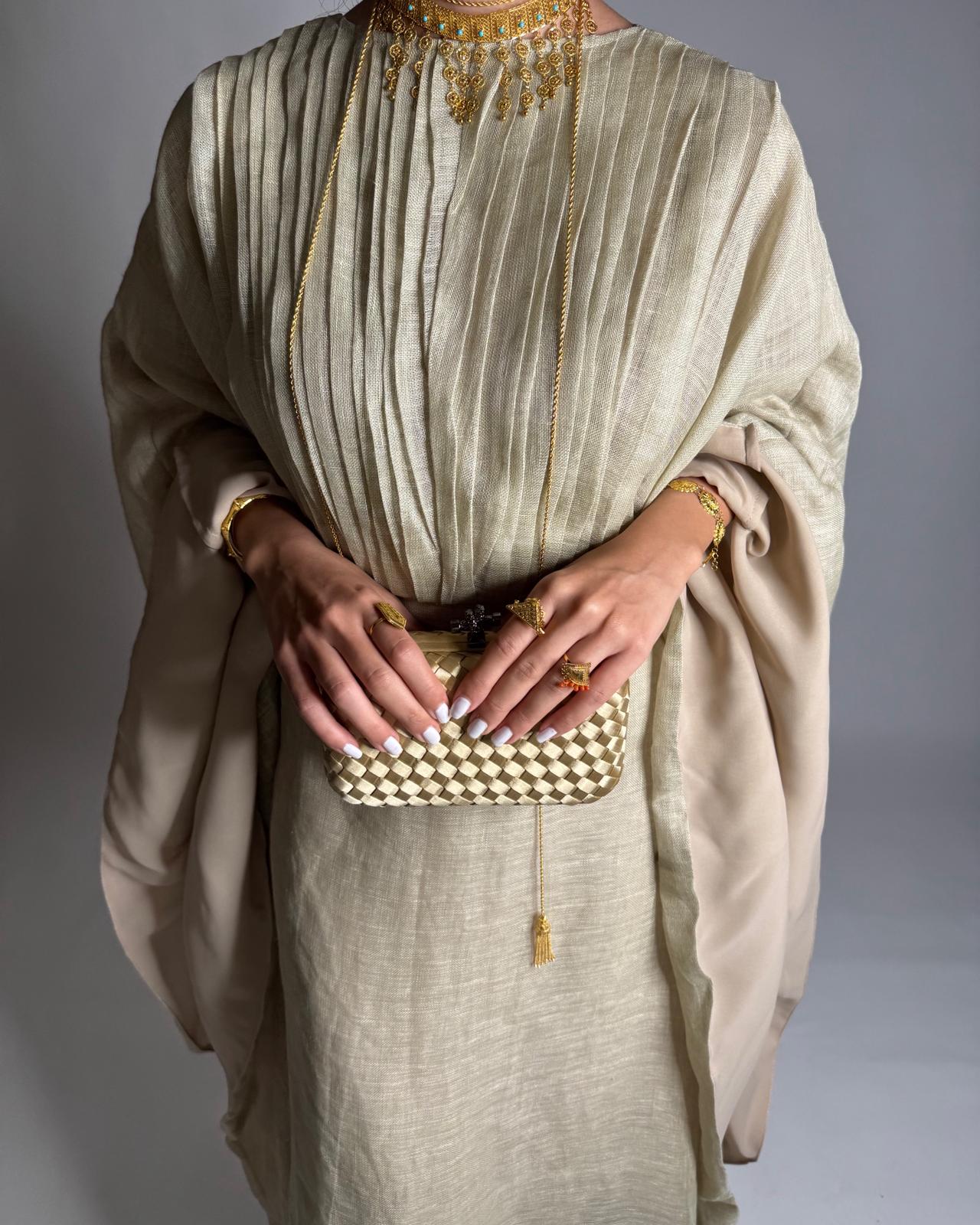 A537 - Beige Linen Occasion Jalabiya (READY TO SHIP)