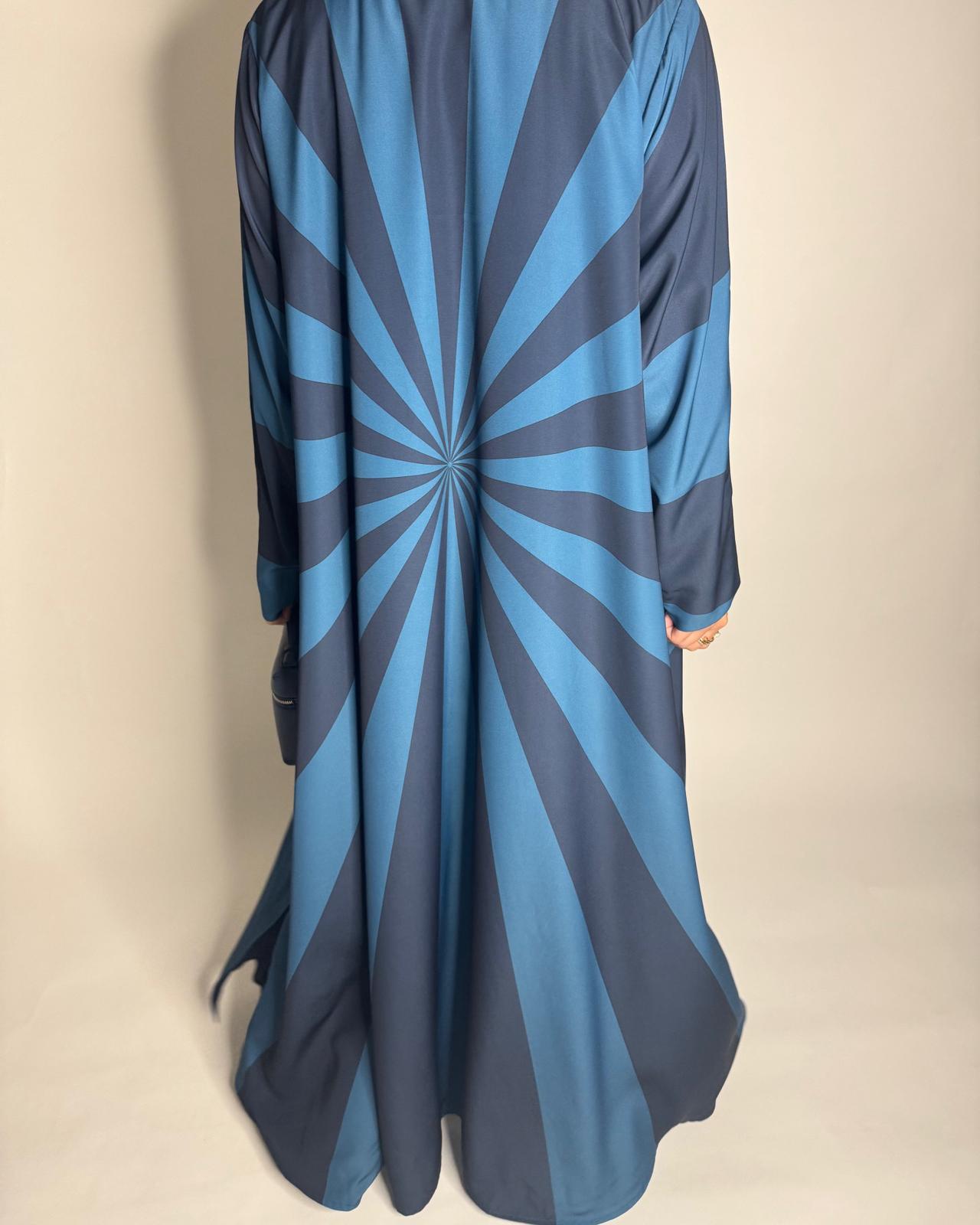 A548 - Shades of Blue Zebra Pattern A-Cut Abaya & Matching Head Scarf