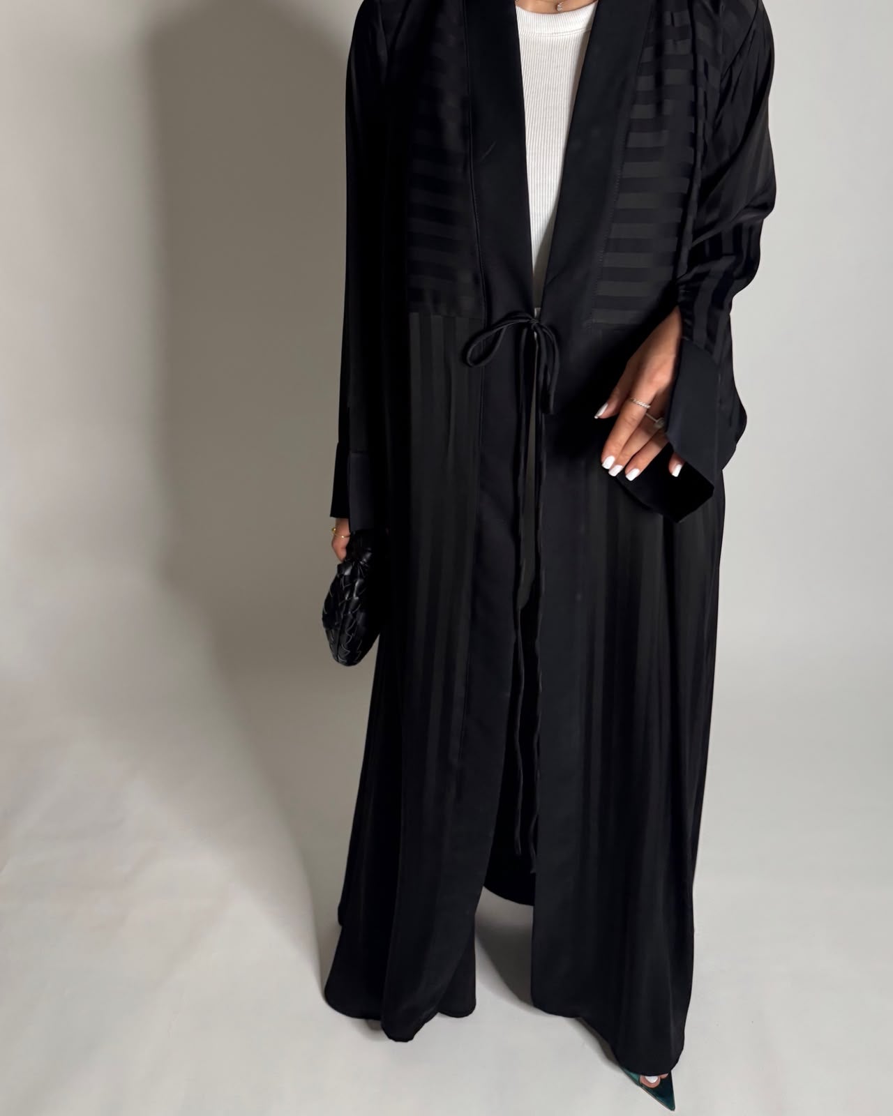 A658 - Black Striped A-CUT Abaya & Head Scarf