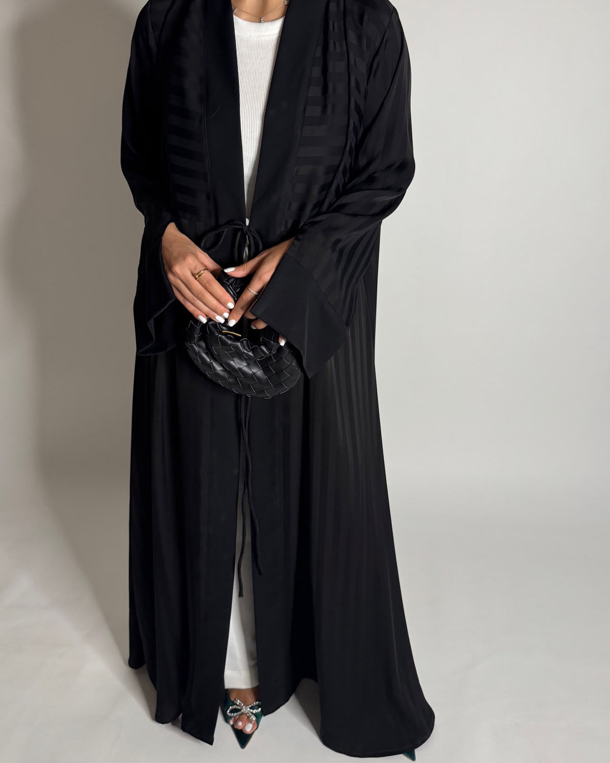 A658 - Black Striped A-CUT Abaya & Head Scarf