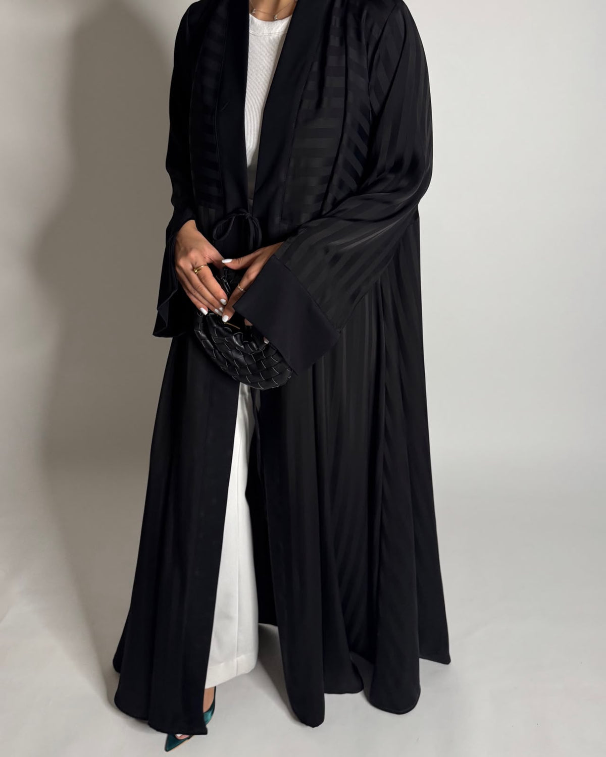 A658 - Black Striped A-CUT Abaya & Head Scarf