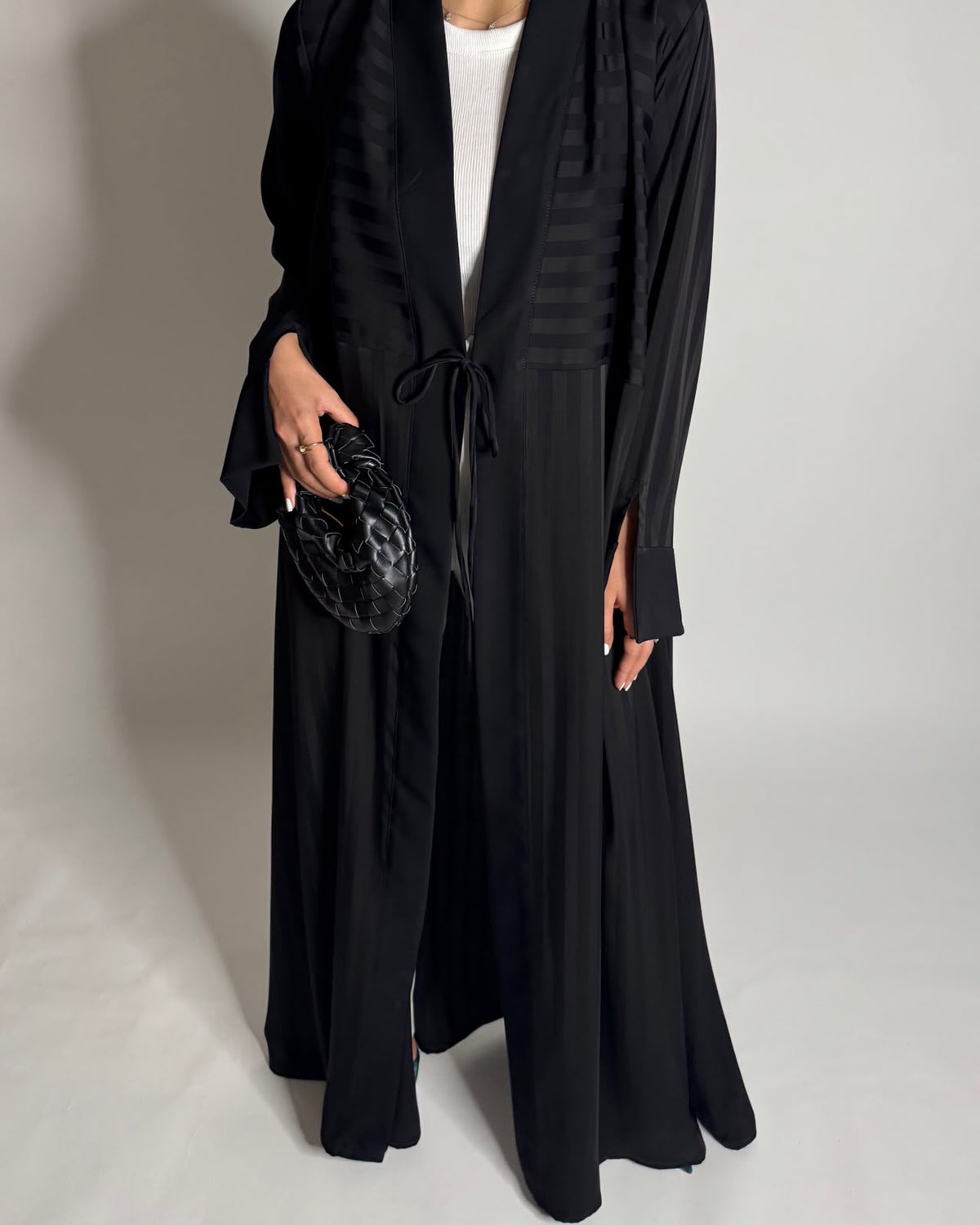 A658 - Black Striped A-CUT Abaya & Head Scarf