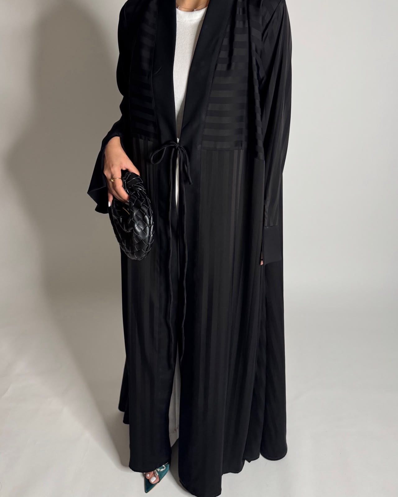 A658 - Black Striped A-CUT Abaya & Head Scarf