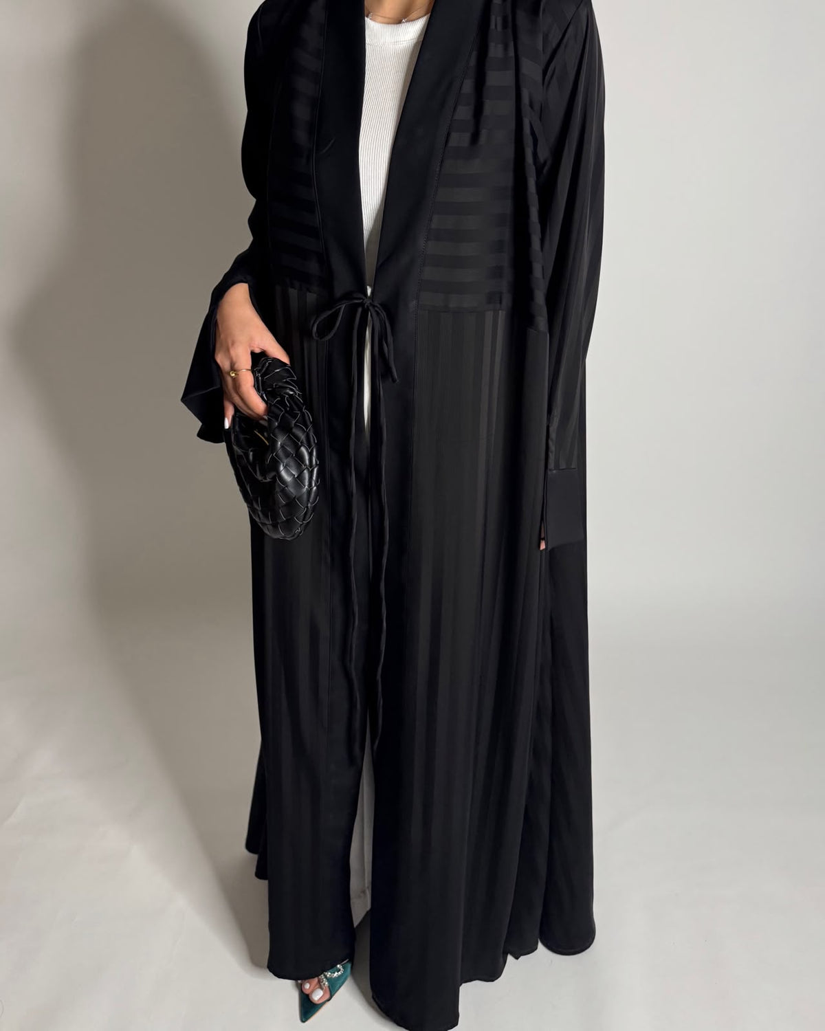A658 - Black Striped A-CUT Abaya & Head Scarf