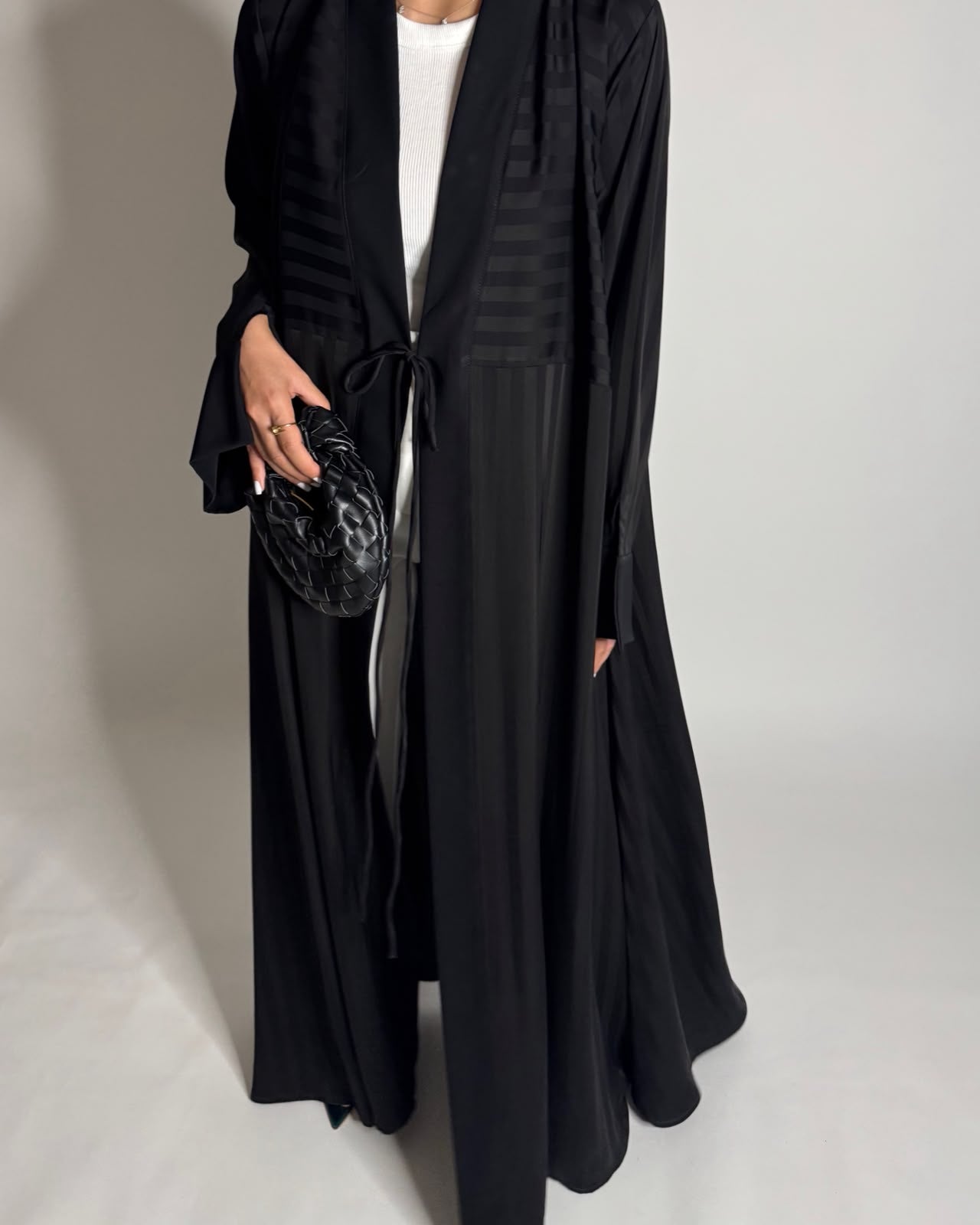 A658 - Black Striped A-CUT Abaya & Head Scarf