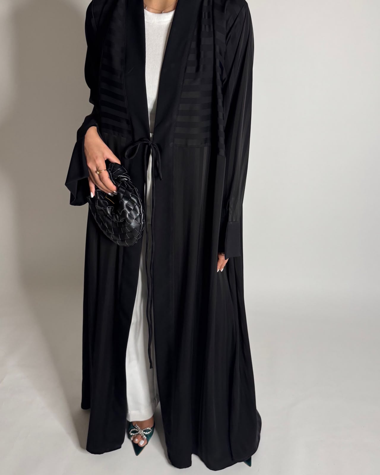 A658 - Black Striped A-CUT Abaya & Head Scarf