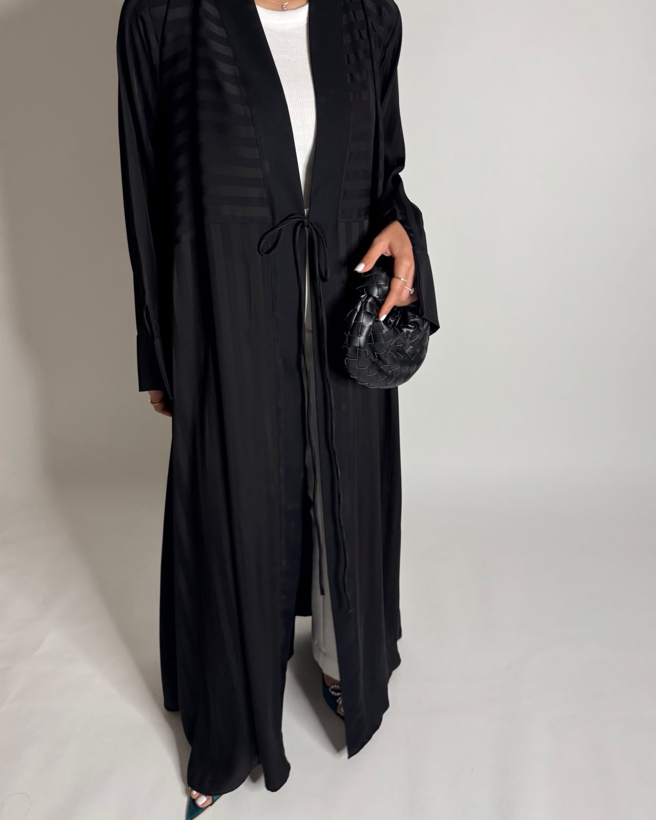 A658 - Black Striped A-CUT Abaya & Head Scarf