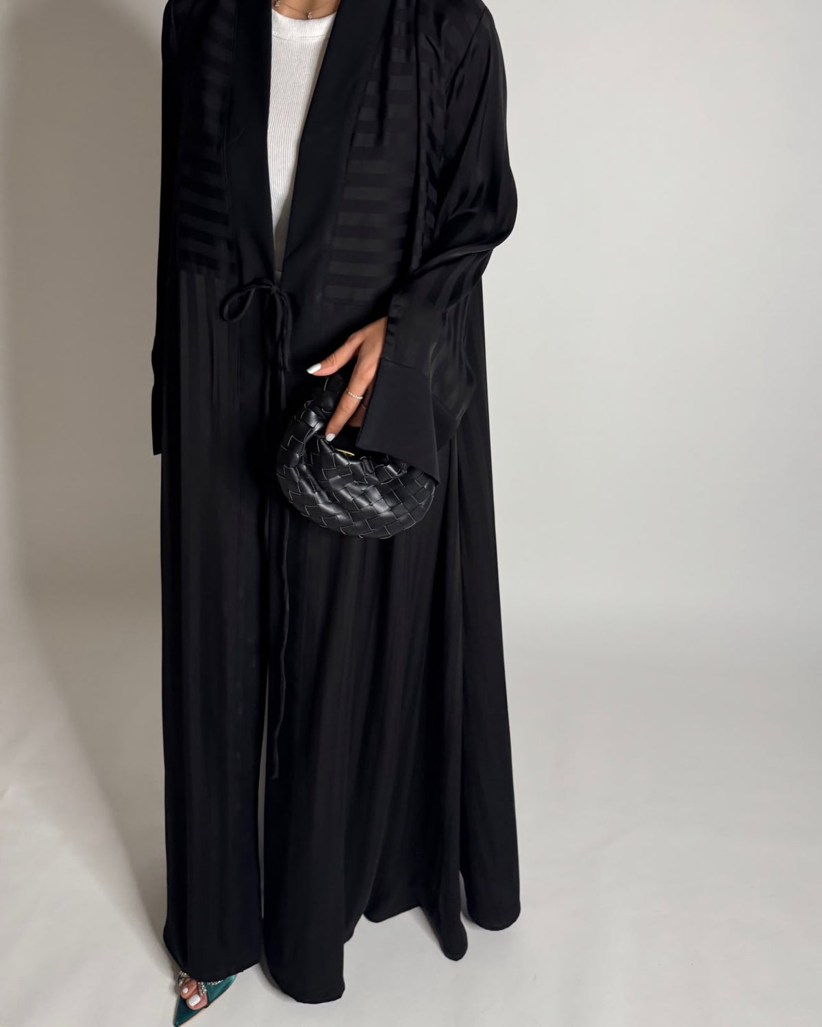 A658 - Black Striped A-CUT Abaya & Head Scarf