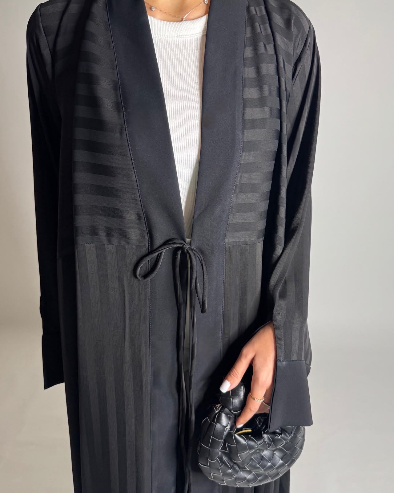 A658 - Black Striped A-CUT Abaya & Head Scarf