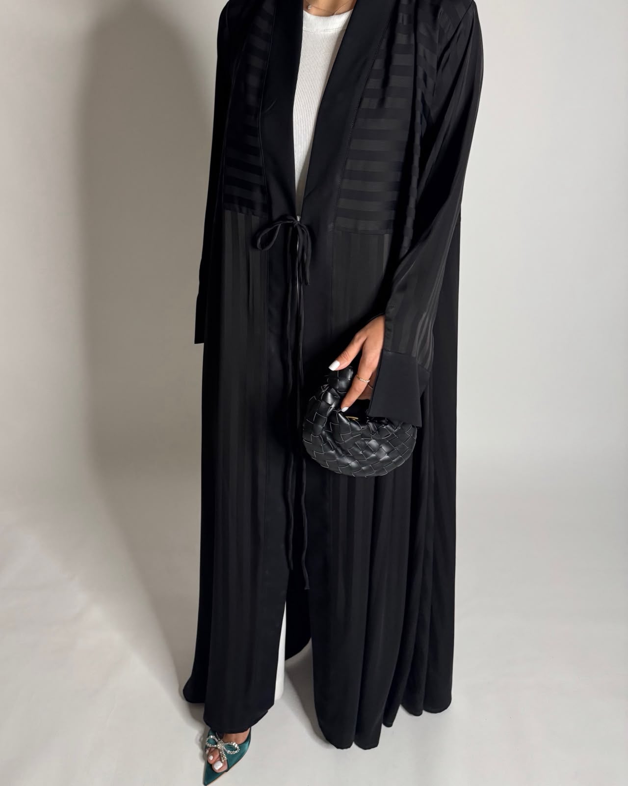 A658 - Black Striped A-CUT Abaya & Head Scarf