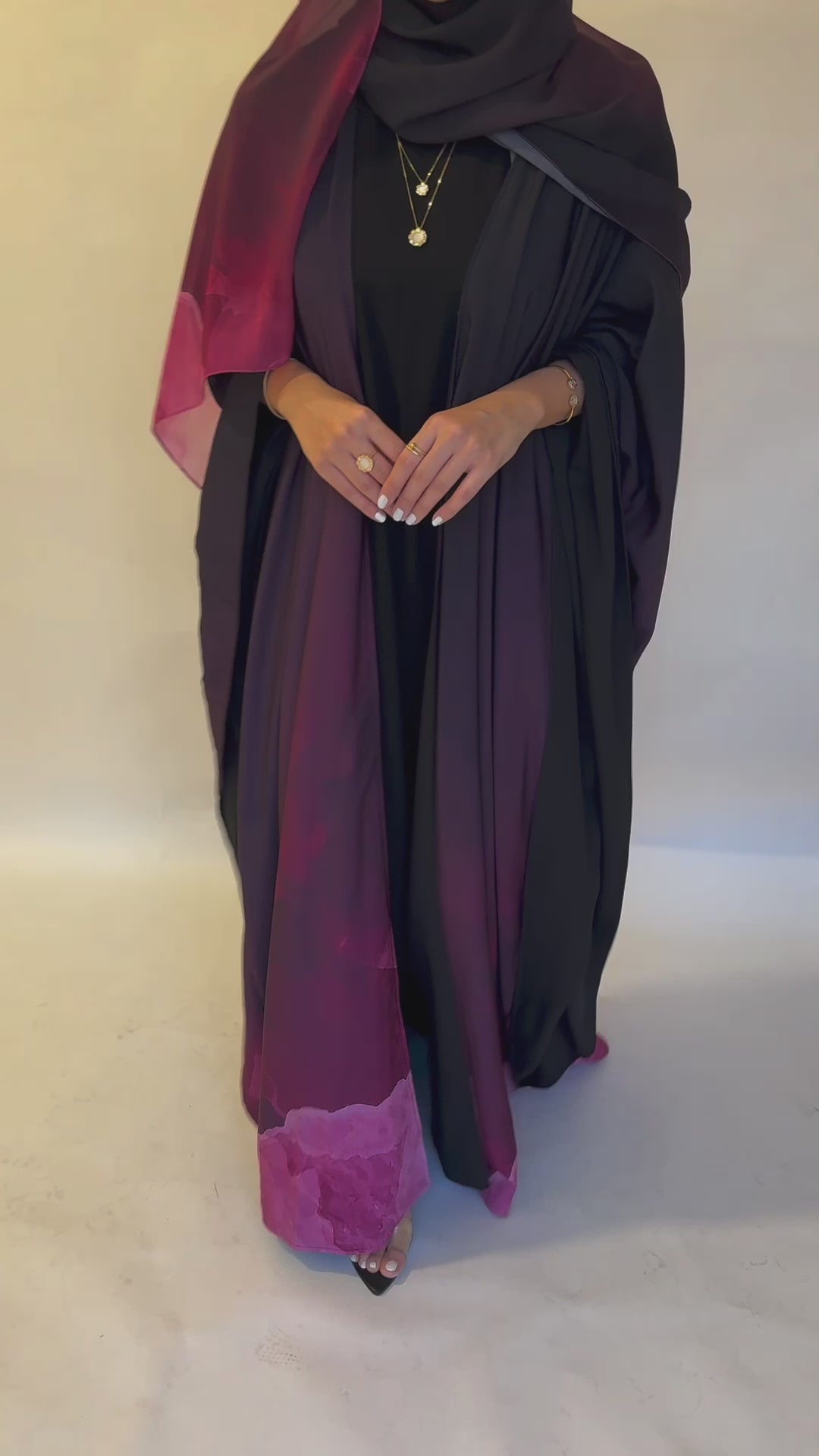 A127 - Pink Gradient Cloud Abaya