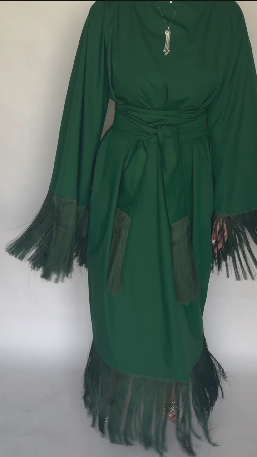 Forest Green Tassel Dress (READY TO SHIP)