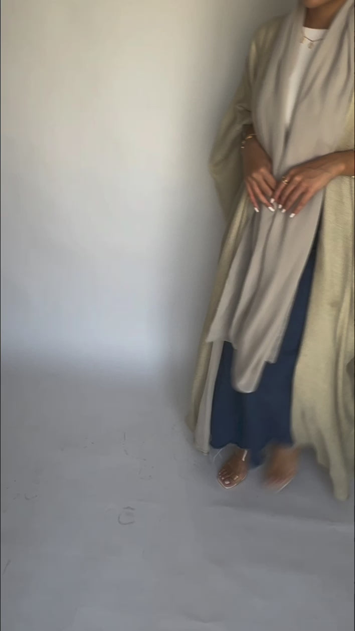 A219 - Summer Daily Beige Weave Abaya